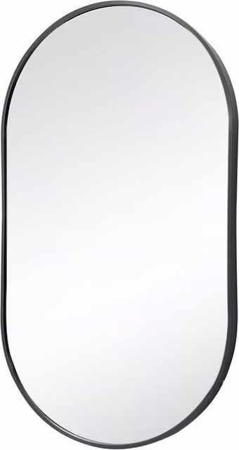Kidkid Modern Oval Metal Frame Wall Mirror in Black