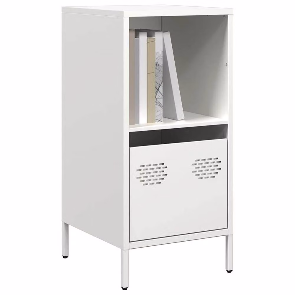 Berkfield Home White Modern Sideboard in Matt Cold-rolled Steel, W/D/H: 35 x 39 x 73.5 cm – 2