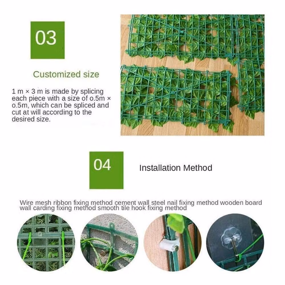 KORVIXA 6-Piece Artificial Greenery Wall Mat in Green, W/D/H: 100 x 100 x 100 cm – 4