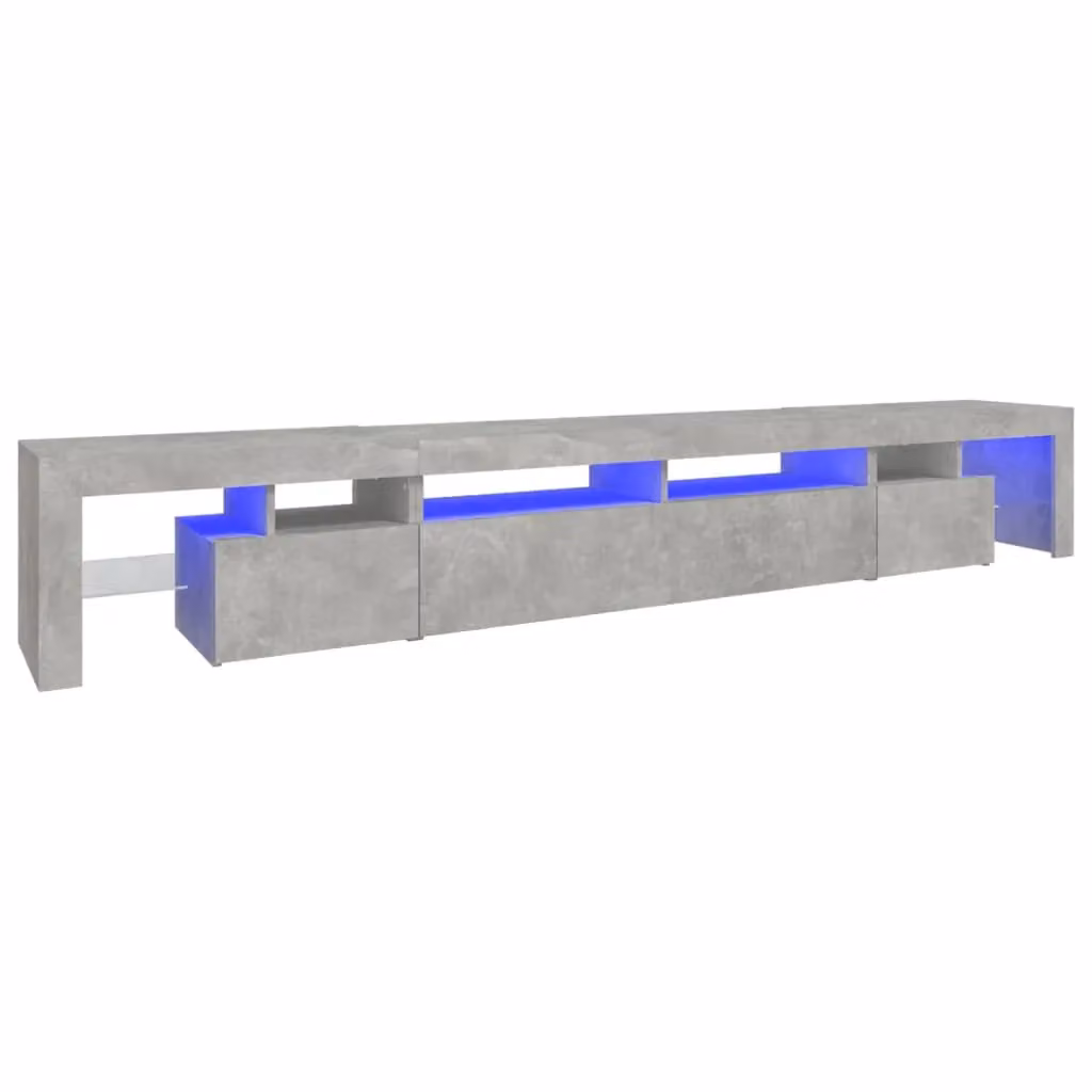 Berkfield Home Modern TV Cabinet with LED Lights in Concrete Grey, W: 260 cm, D: 40 cm, H: 40 cm – 2