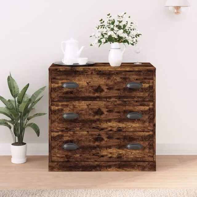 Berkfield Home Smoked Oak Sideboard in Brown, W/D/H: 70 x 35.5 x 67.5 cm – 1