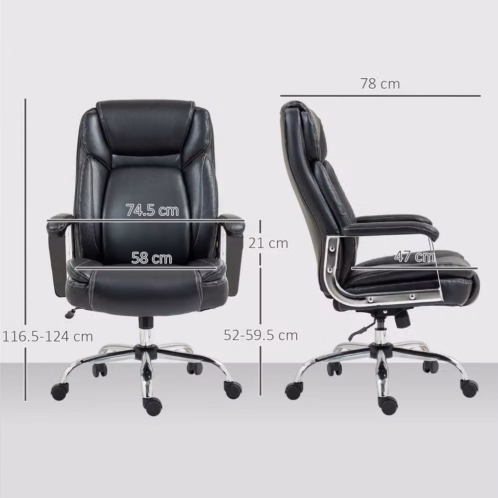 STILVORA Black Faux Leather Executive Office Chair with Headrest and Metal Base – 4
