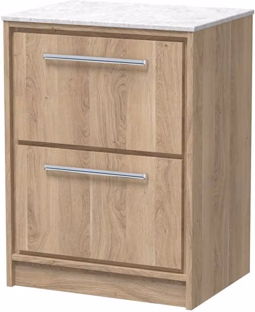 Balterley Longnor 2 Drawer Floor Standing Vanity Unit, Light Oak, Brown, Width: 60 cm