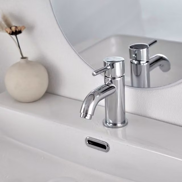 BATHWEST Single Lever Chrome Brass Bathroom Basin Mixer Tap in Silver – 1