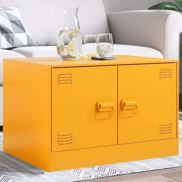 Berkfield Home Mustard Yellow Metal Coffee Table W/D/H: 67 x 50 x 44 cm