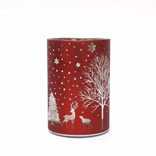 Shatchi Red and Gold Etched Glass Christmas Vase Table Lamp with LED Fairy Lights – 2