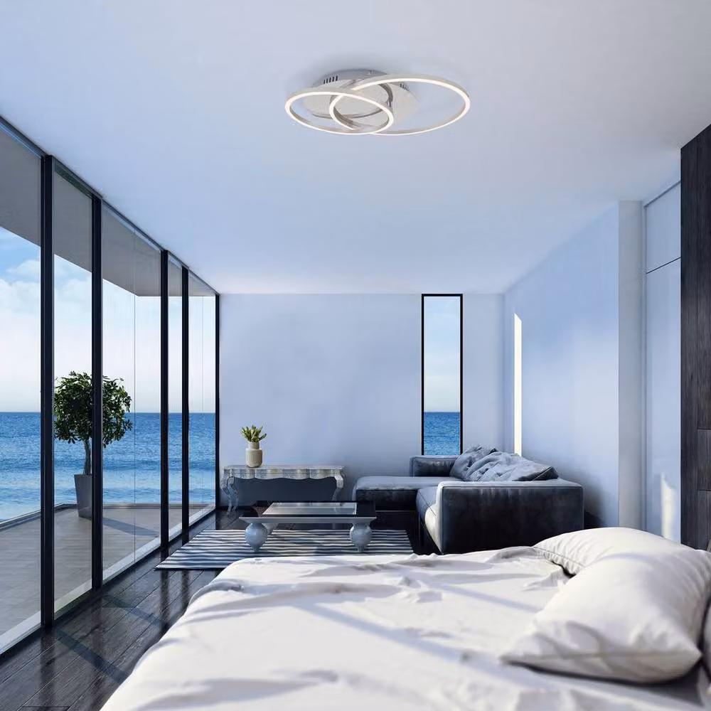 Briloner Chrome LED Ceiling Light, Dimmable 36W, 4100lm, 3000K Warm White, W/D/H: 51.5 x 39.5 x 8.0 cm, Silver – 2