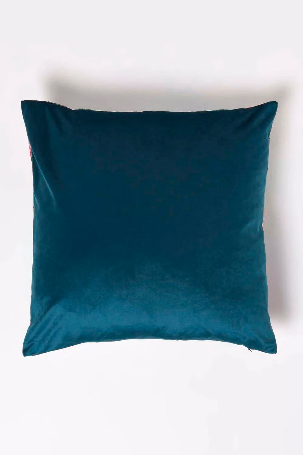 Homescapes Pink and Green Floral Velvet Square Cushion with Microfibre Filling W/D/H: 46 x 46 x 46 cm – 3