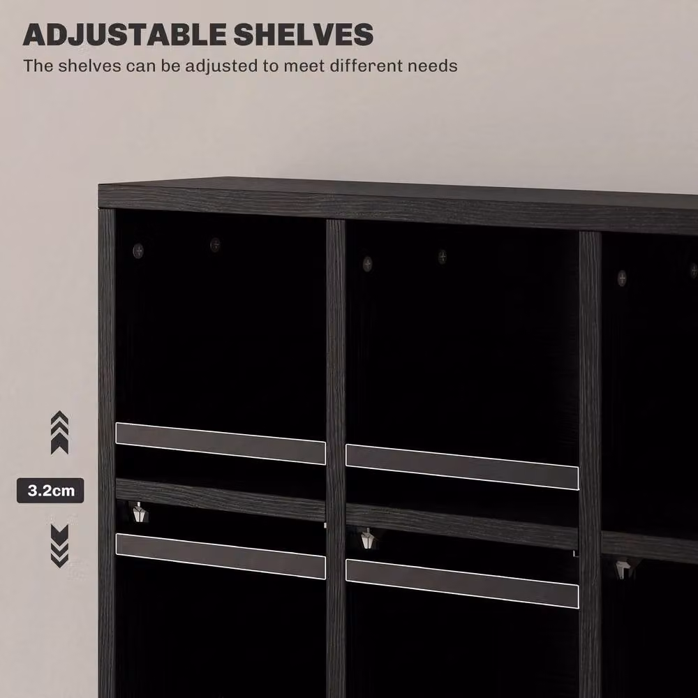 STILVORA Black Matt CD Storage Unit with Adjustable Shelves and Media Compartments, W/D/H: 130.5 x 20.0 x 89.0 cm – 7