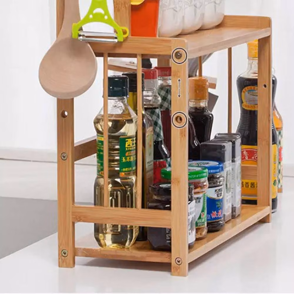 Dprodo Bamboo Spice Rack Storage Shelves in Natural Wood – 4
