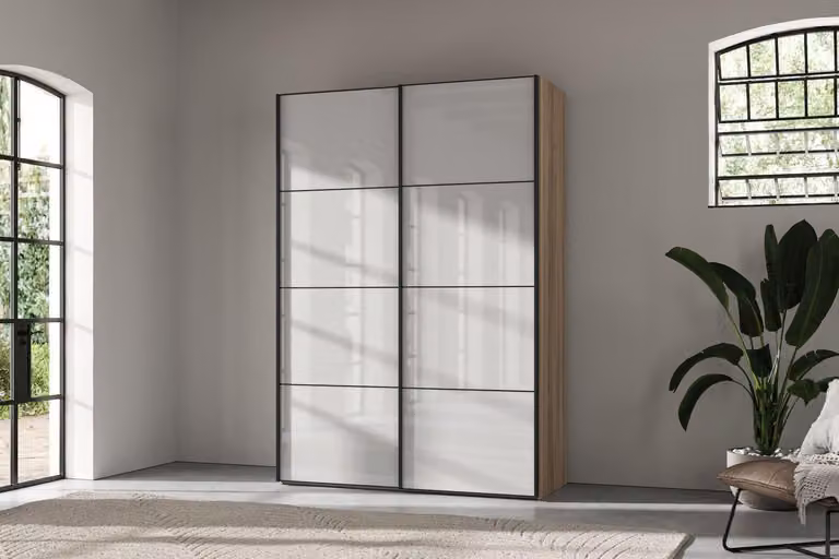Wiemann Roberts Small 2-Door Wardrobe with Sliding Soft-Close Doors in White Glossy Finish