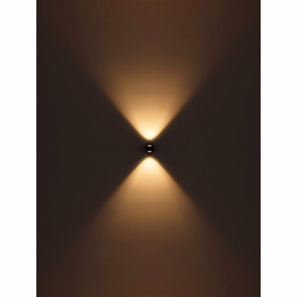 Globo Lighting Modern Round LED Up and Down Wall Light in Matt Black with Transparent Glass Shade, Warm White 3000K – 8