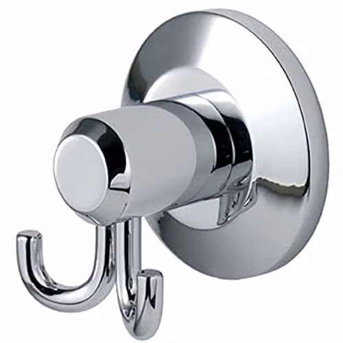 Loops Twin Bathroom Robe Hook on Concealed Fix Rose, Polished Chrome, Projection: 57 mm