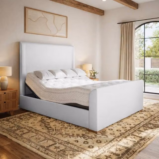 Paradise Beds Ltd Ortho Lift Electric Adjustable Bed Set with Mattress and Headboard, Grey, W/D/H: 180 x 200 cm