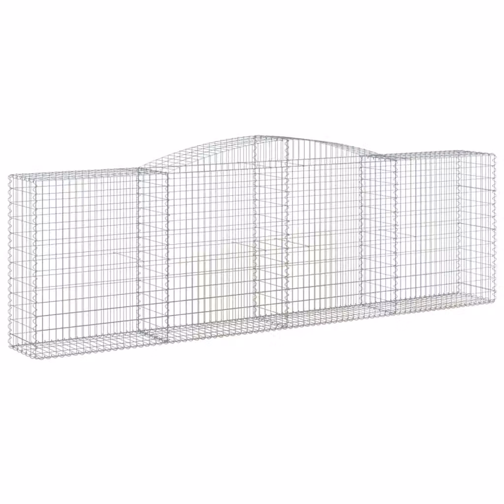 Berkfield Home Arched Gabion Basket in Silver Galvanised Steel, W: 400 cm, D: 50 cm, H: 120/140 cm – 2