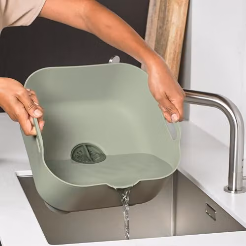 ReBorn Recycled Large Square Washing Up Bowl, 9L, Sage Green – 4