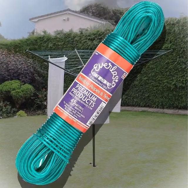 Everlasto 45m Replacement Rotary Airier Washing Line with Strong Poly Core PVC in Green