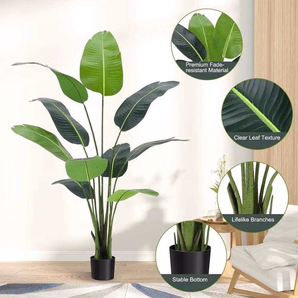 VOGREX Artificial Banana Tree Fake Palm Plant, Green, Height: 121.92 cm – 2