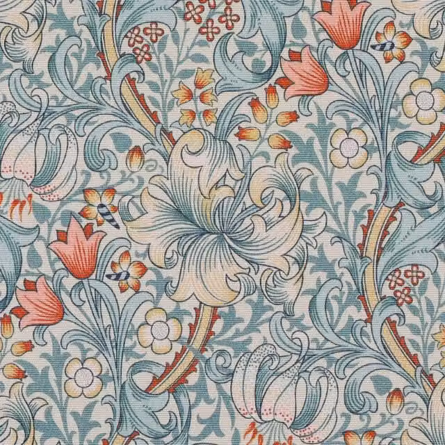 William Morris Golden Lily Outdoor Fabric in Gold, Blue and Multicolour