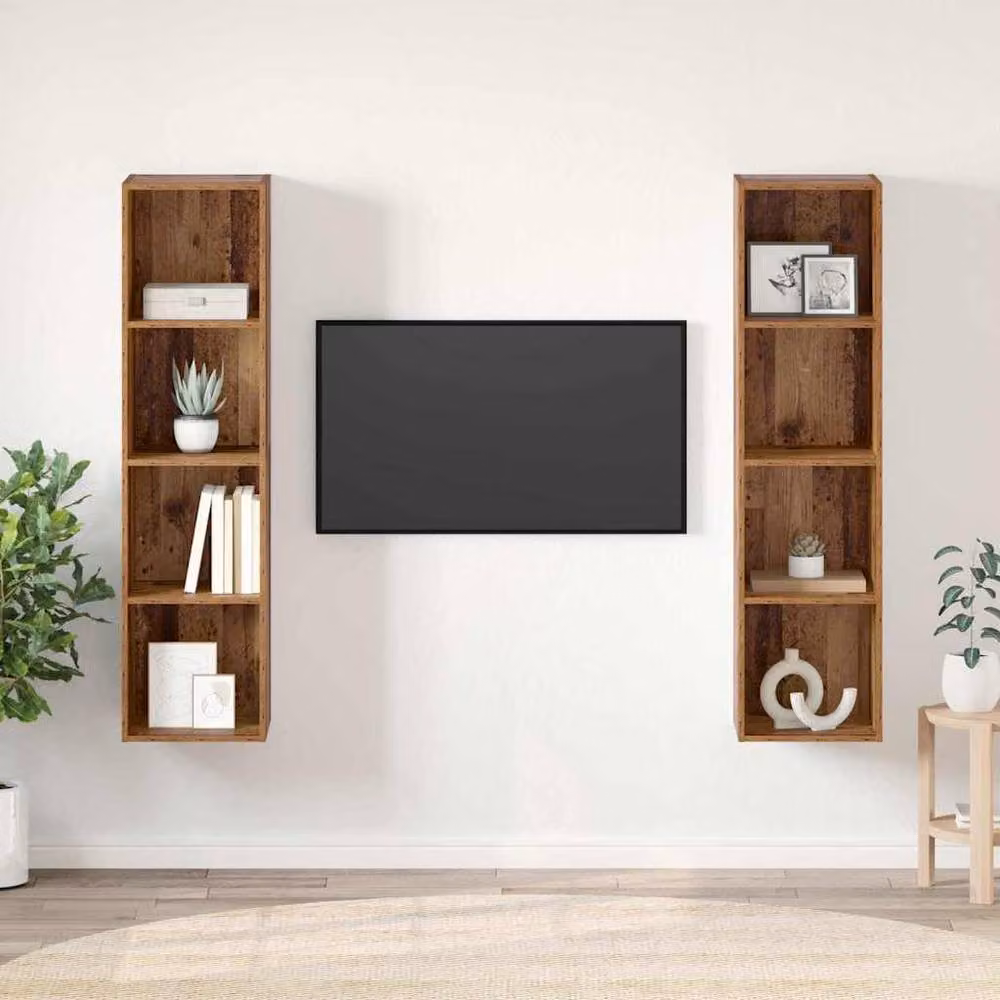 Berkfield Home 2-Piece Brown TV Cabinet Set in Engineered Wood, W/D/H: 37 x 37 x 142.5 cm – 2
