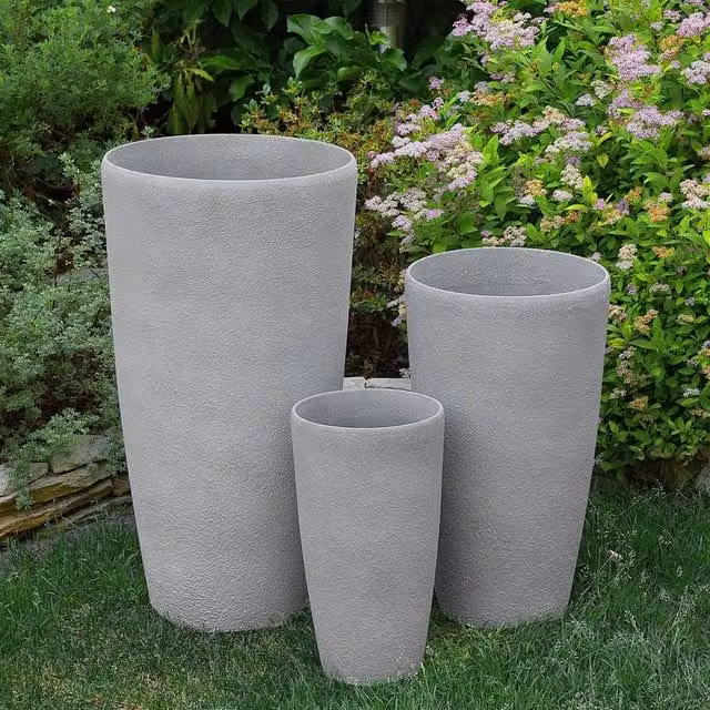 Wyld and Coco Grey Stone Tall Plant Pot Planter, H 58 cm x W 31 cm – 1