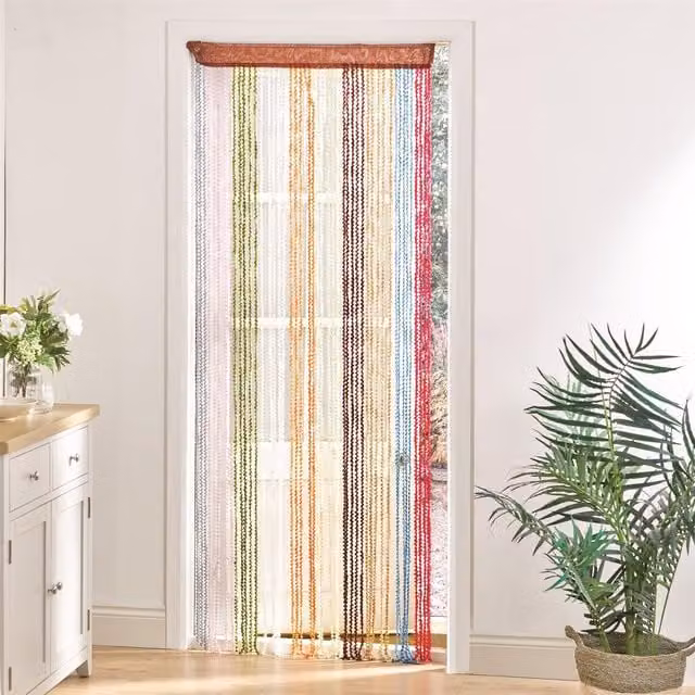 mysmartbuy Multicolour Striped String Door Curtain Fly Screen, W: 90.2 cm, H: 200 cm