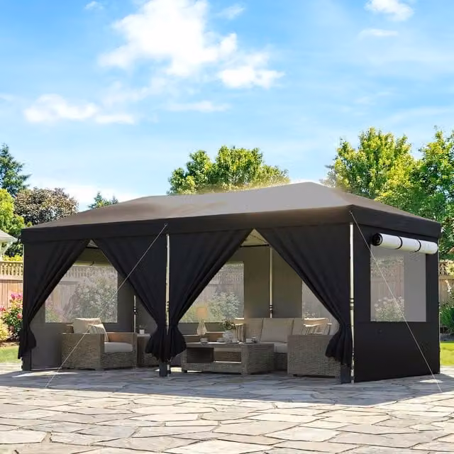 Outsunny Pop Up Canopy with UPF 50+ Protection, Black