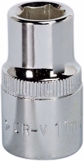 Loops 11mm Forged Steel Drive Socket 1/2 inch Square Drive in Silver Chrome Vanadium