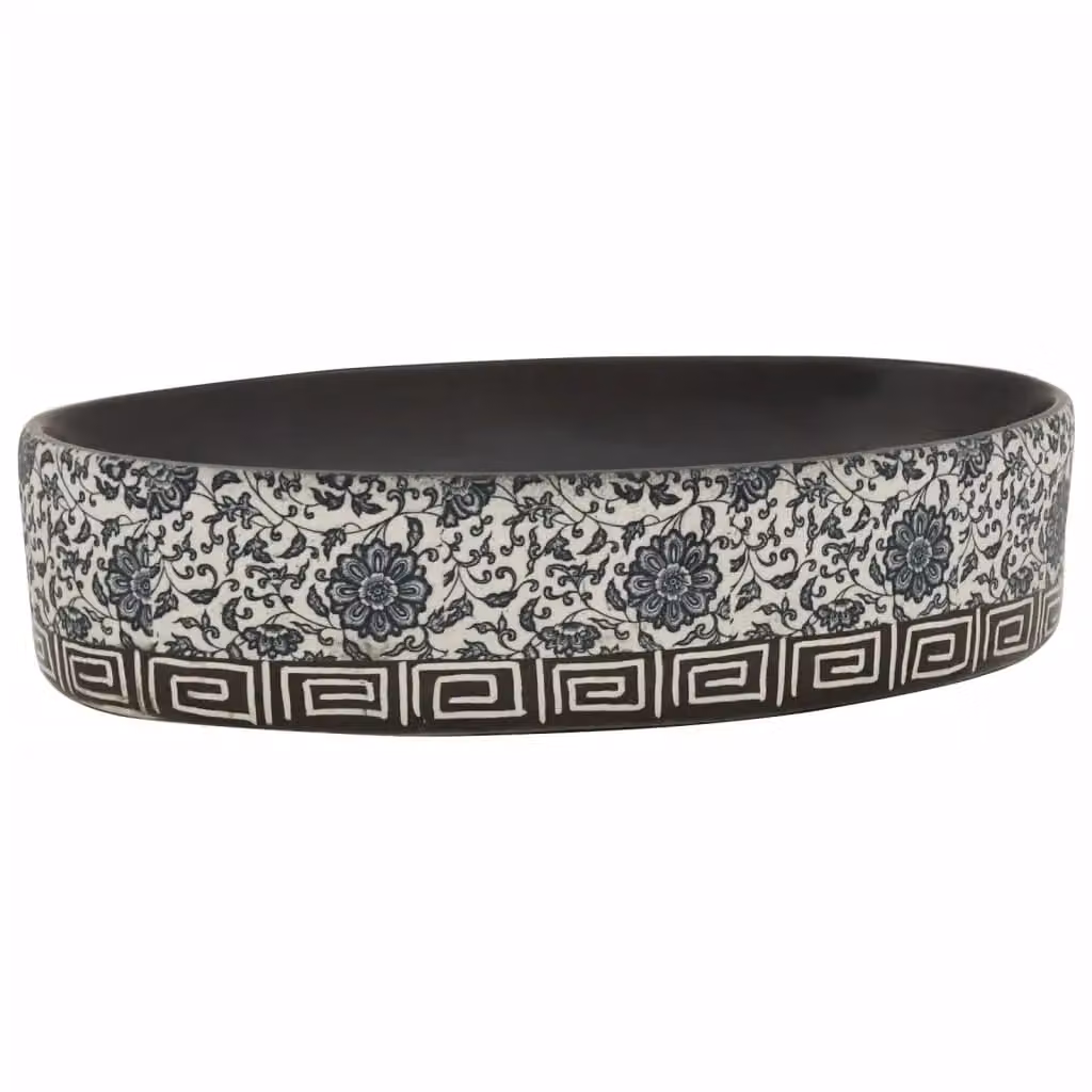 Berkfield Home Oval Ceramic Countertop Basin in Black and Blue, W: 56.5 cm, D: 36.5 cm, H: 13.5 cm – 2