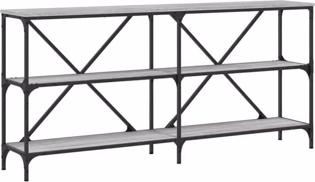 Berkfield Home Grey Sonoma Console Table with Engineered Wood and Iron, W/D/H: 160 x 30 x 75 cm