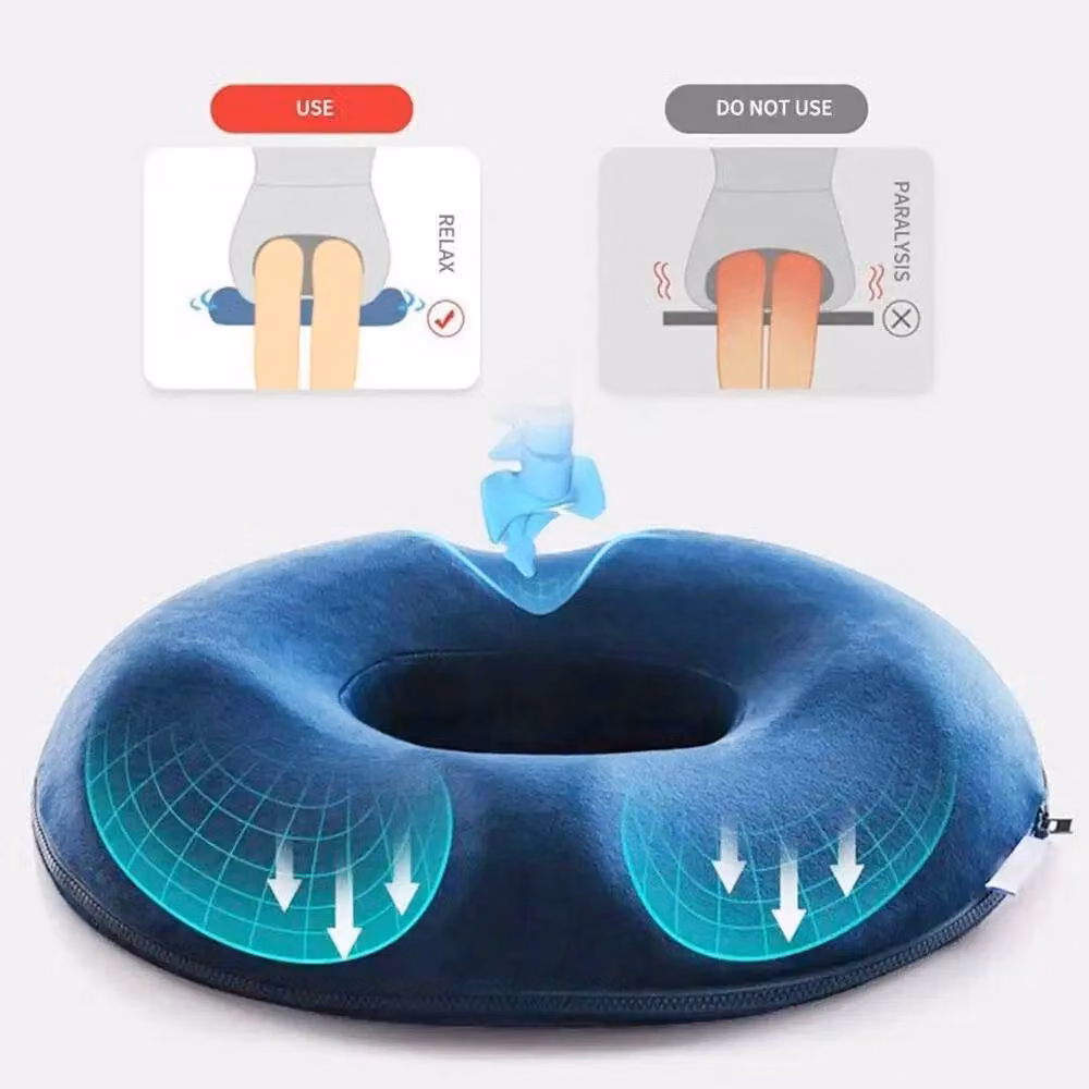 EONLION Blue Memory Foam Round Donut Medical Seat Cushion, W: 120 cm, D: 90 cm – 3