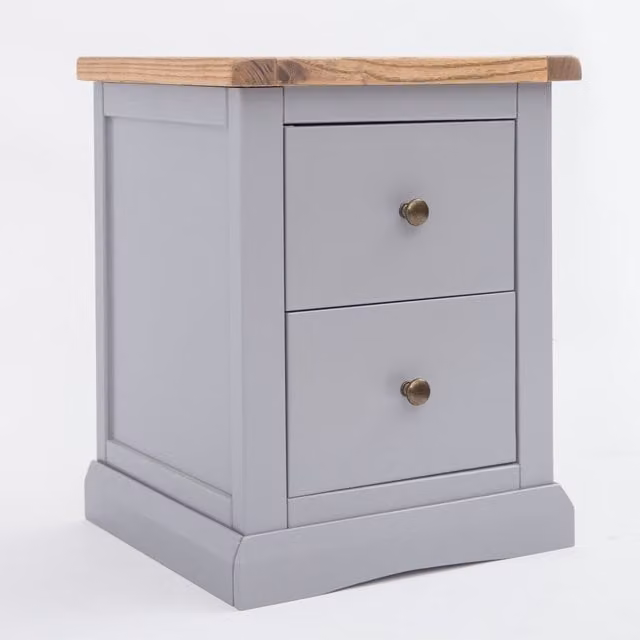Cabinet Bits Rocca 2 Drawer Bedside Cabinet in Grey with Gold Accents