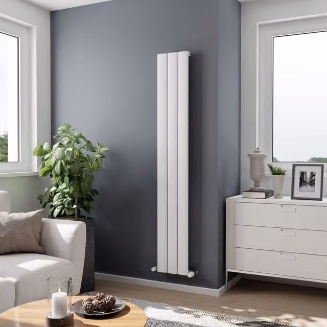 Agadon Milan Designer Aluminium Radiator in White, W/H: 180 x 28 cm