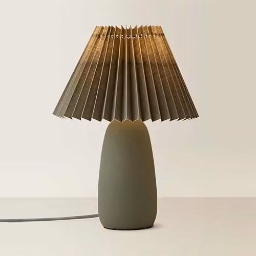 ValueLights Taggie Green Ceramic Table Lamp with Paper Origami Shade – 1