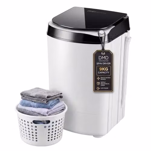 DMD Collective 9kg Top Loader Spin Dryer with Stainless Steel Drum in White or Silver