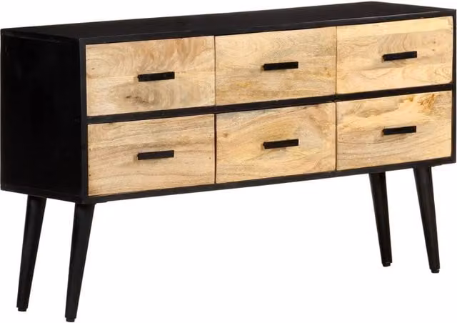 Berkfield Home Industrial Sideboard in Brown Solid Mango Wood W/D/H: 110 x 33 x 64 cm – 1