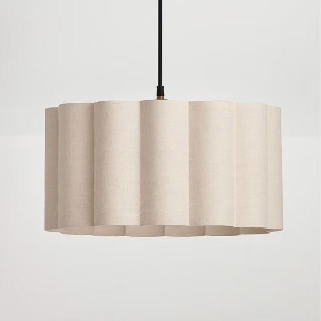 CGC Sabrina Scalloped Linen Drum Lampshade, Beige, Diameter: 44 cm