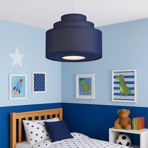 CGC Lighting Selina Three Tier Layered Fabric Lampshade in Blue, Diameter: 30 cm – 2