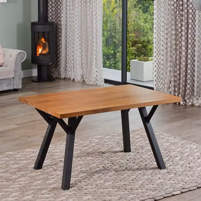 Artemis Home Verona Rectangular Wooden Veneer Dining Table in Brown and Black, W: 140 cm, D: 90 cm