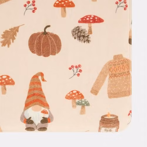 OHS Foam Bath Mat with Autumnal Gonk Design, Non-Slip and Quick-Drying, Beige, W: 75 cm, D: 45 cm – 3