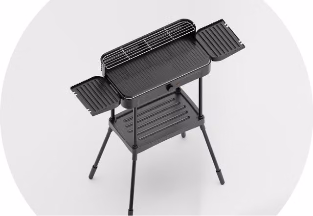 Tower Electric Standing BBQ Grill with Cart, Black