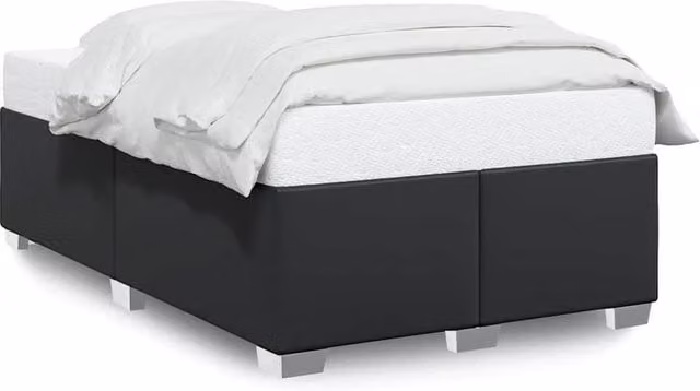 Berkfield Home Double Upholstered Faux Leather Bed Frame in Black, 140 x 200 cm – 1