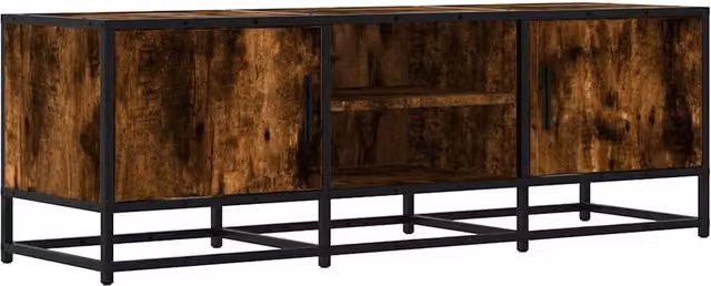 Berkfield Home Industrial TV Cabinet in Smoked Oak and Brown, W/D/H: 120 x 35 x 41 cm