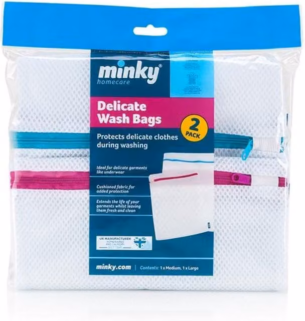 Minky Delicates Wash Bag 2-Pack in Multicolour and White