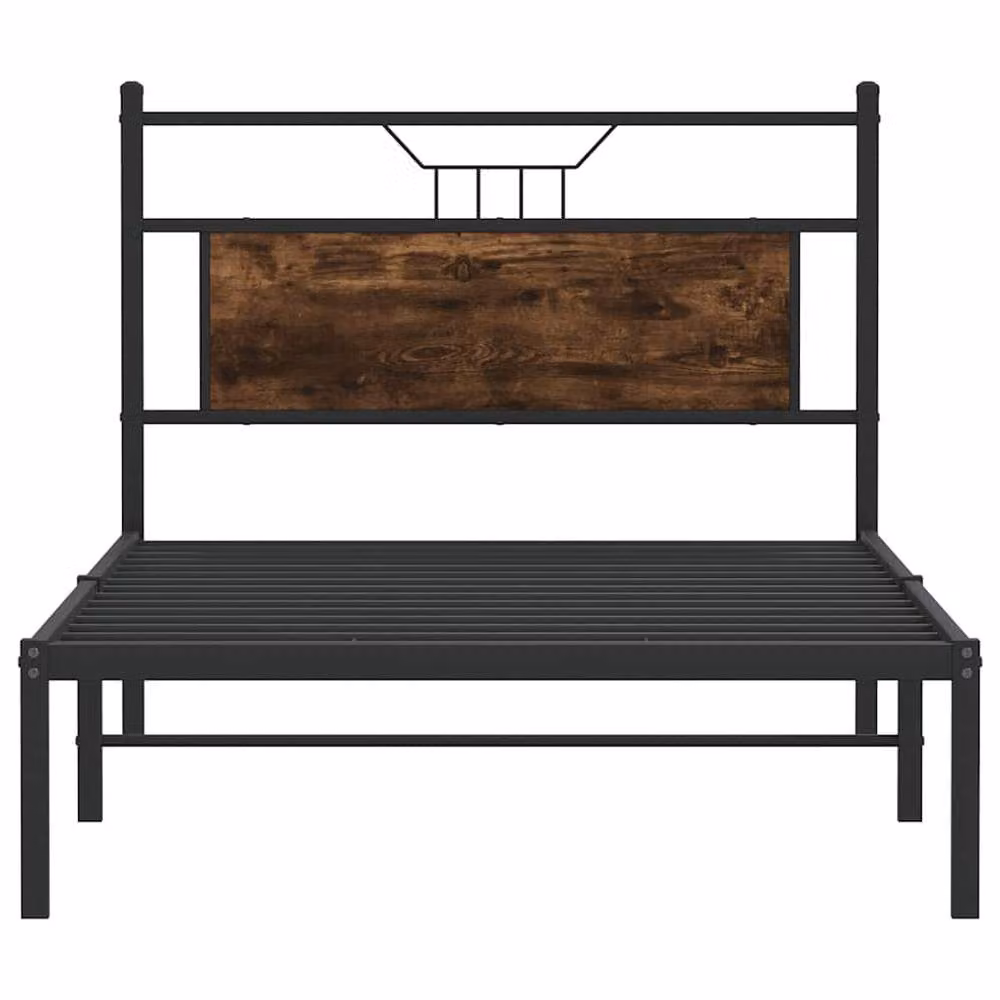 Berkfield Home Decorative Bed Frame in Smoked Oak and Brown, W/D/H: 100 x 200 cm – 3