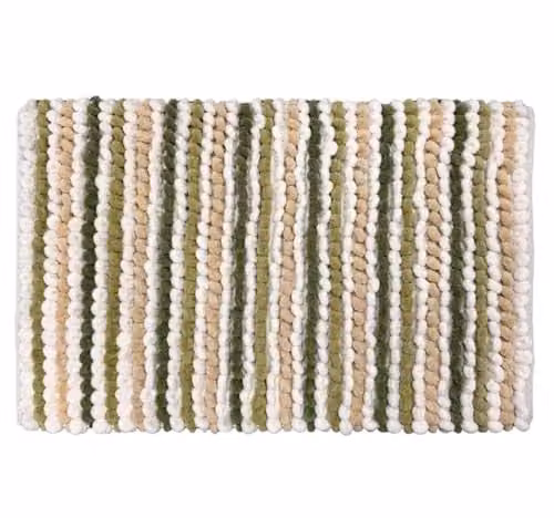 Allure Bath Fashions Striped Chunky Bobble Bath Mat in Green, W: 80 cm, D: 50 cm – 1