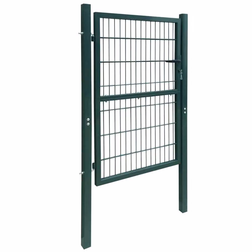 Berkfield Home Single 2D Steel Fence Swing Gate, Green, W: 106 cm, H: 190 cm – 2