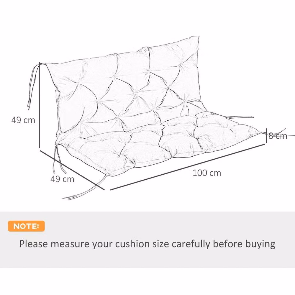 EONLION Black 2 Seater Outdoor Garden Bench Cushion, Width: 100 cm – 2