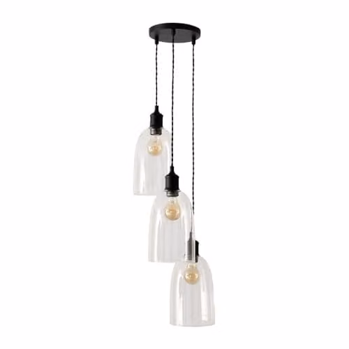 ValueLights Kira 3 Drop Cluster Glass Dome Ceiling Pendant Light in Matte Black with LED Bulbs Included