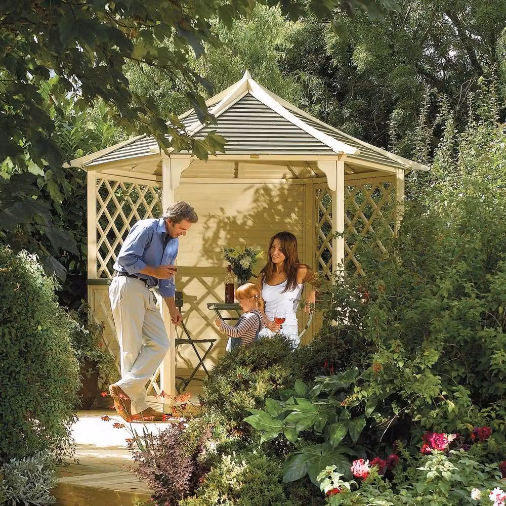Rowlinsons Gainsborough Brown Wood Gazebo, W: 300 cm, D: 260 cm, H: 270 cm – 2